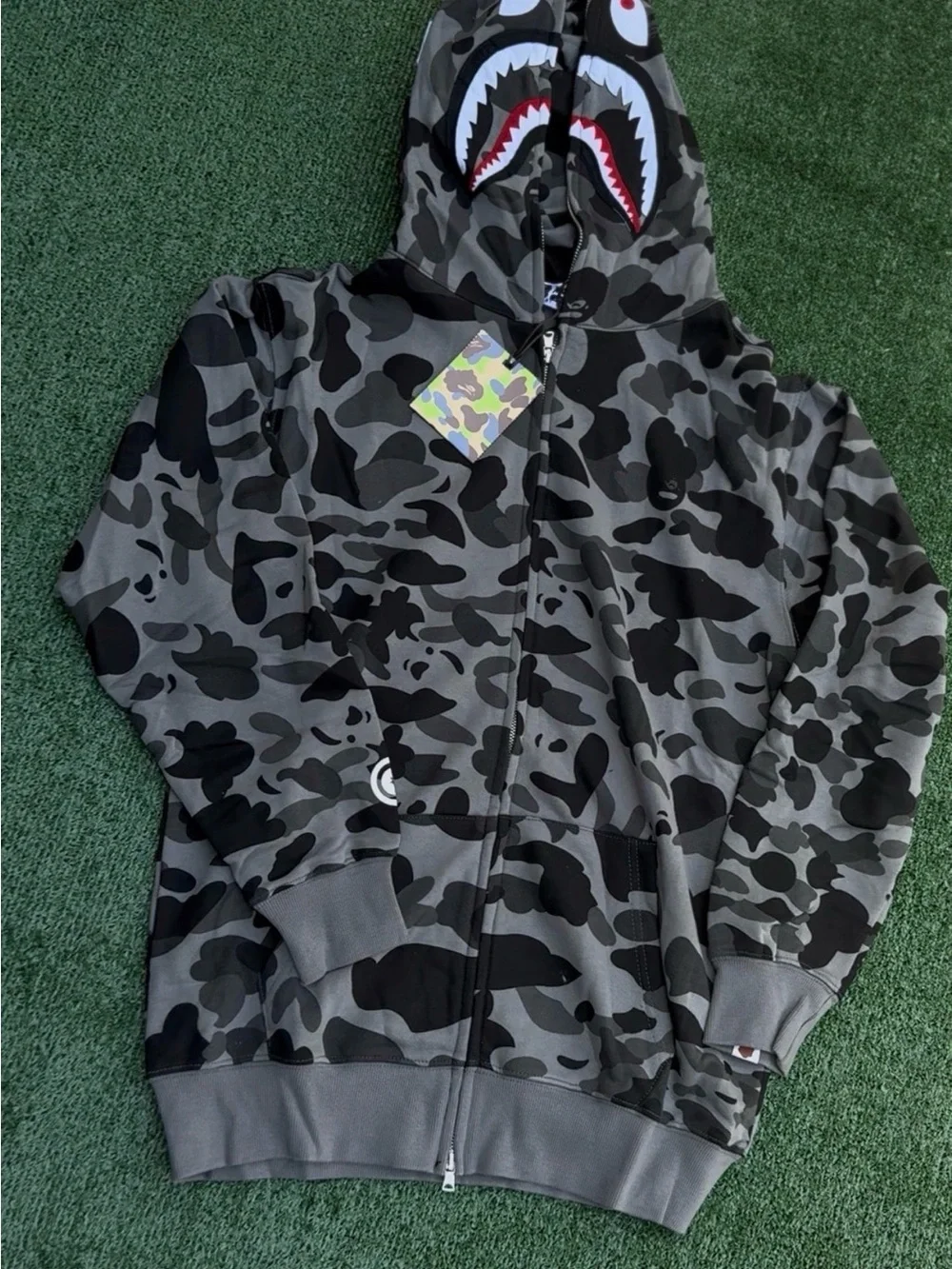 Bape Camo Shark Zip-Up Hoodie - Gray